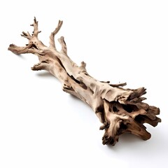 Fototapeta premium Driftwood on white background, AI Generated