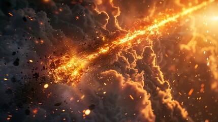 Stunning shot close up of a meteor strike with perfect composition