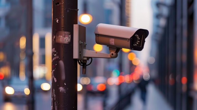 Security camera on modern building. Professional surveillance cameras. CCTV on the wall in the city. Security system, technology. Video equipment for safety system area control outdoor