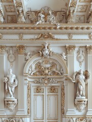Obraz premium Ornate Baroque Barocco Marble Ceiling Design with Intricate Non-Linear Accents Depicting Classic Elegance and Architectural Beauty