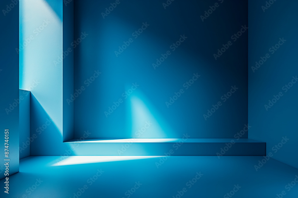 Poster An abstract blue geometric background, showcasing a minimalist design structure with a concept of simplicity. Generative AI