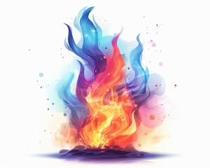 A magical bonfire clipart, enchanted element, fantasy illustration, glowing colors, isolated on white background