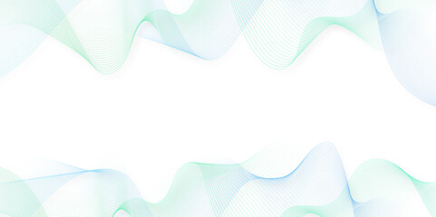 Abstract green wavy lines Digital frequency track equalizer background. Curved wave smooth stripe seamless pattern. Wave lines created using blend tool. graphic design template banner business wave.