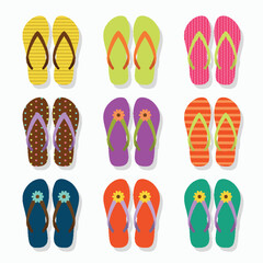 Set of colourful flipflop collection vector illustration