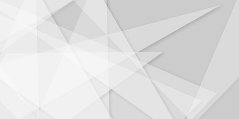 Fototapeta premium White and grey geometric glossy triangle lines background. Abstract geometric technology decorative web layout or poster, banner, template design. Vector illustration.