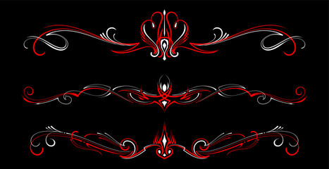 Floral art illustration. Vintage pinstripes art motorcycle and car. Retro and vintage ornaments. For vinyl sticker, painting template, tattoo, apparel, merchandise, border, frame. Vector Eps 10.