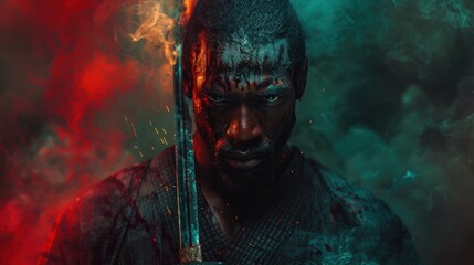 Fototapeta premium japanese ninja in smoke