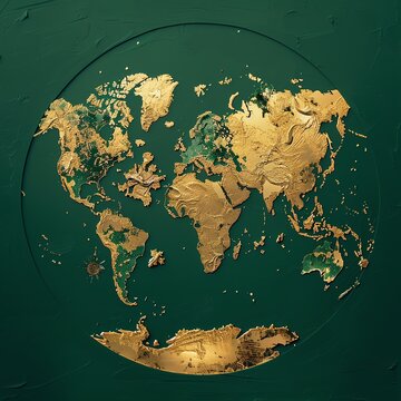 Global map with major gold markets in green, indicating worldwide economic growth, [global gold boom], [worldwide impact]