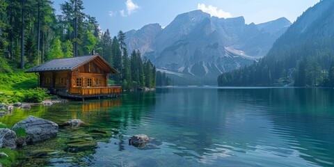 Fototapeta premium Pristine Mountain Lakes with Crystal Clear Waters and Majestic Surroundings