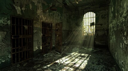 Abandoned Prison: Eerie Cells, Broken Bars, Haunting Shadows of a Forsaken Jailhouse