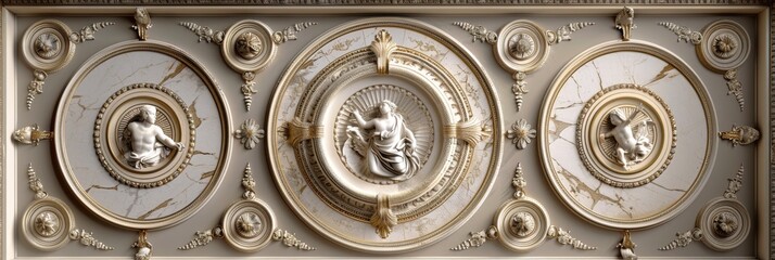 Obraz premium Ornate Baroque Barocco Marble Ceiling Design with Intricate Non-Linear Accents Depicting Classic Elegance and Architectural Beauty