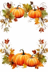 pumpkin frame, seasonal element, glossy finish, vibrant colors, isolated on white background.