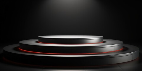 Circular Metal Platform with Red Illumination