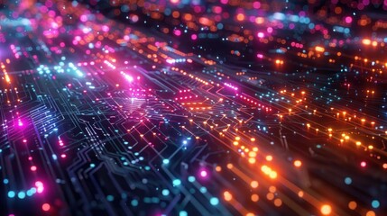 Abstract Circuitry with Glowing Lights