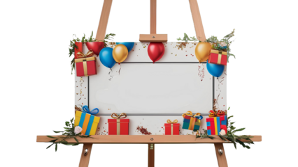 Banner with birthday celebration signage, defined rectangle size.