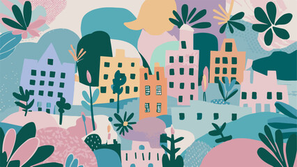 Colorful Abstract City Vector Art