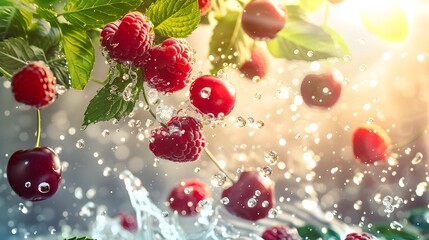Vibrant Ripe Berries Surrounded by Lush Green Foliage on Sunny Summer Day