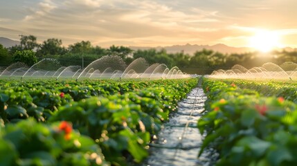 Intelligent Irrigation System Optimizing Crop Watering in Lush Agricultural Field