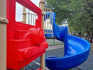 Park with playground for children such as slides in solitude because children no longer play in the...