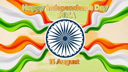 Happy independence day of India celebration on August 15 , Happy Independence Day design with and Ashoka Wheel