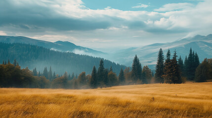 Scenic view of the Carpathian Mountains capturing the natural beauty of Ukraine with copy space