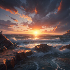 Fototapeta premium sunset in the mountains