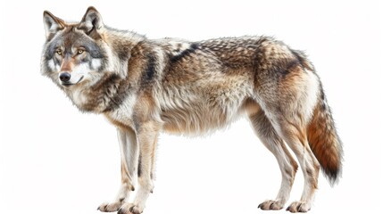 Obraz premium A wolf is standing on a white background