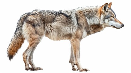 Fototapeta premium A wolf is standing on a white background