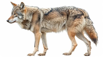 Obraz premium A wolf is walking on a white background