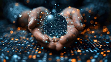 Executive showing virtual time and money icons, promoting efficient business planning