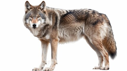 Fototapeta premium A wolf is standing on a white background