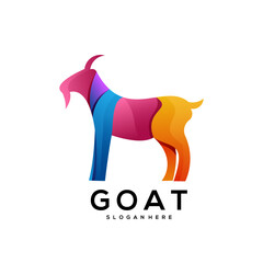 A colorful goat with a long tail
