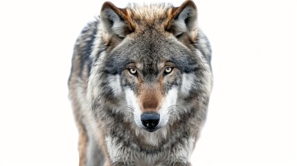 Obraz premium A wolf is staring at the camera with its mouth open