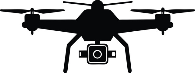 Drone silhouette vector, drone camera icon silhouette vector illustration
