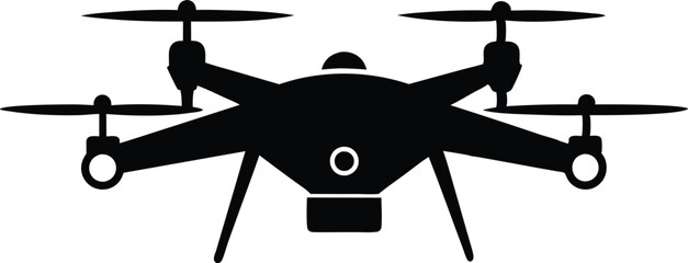 Drone silhouette vector, drone camera icon silhouette vector illustration