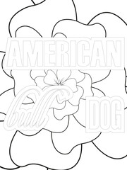 Dog Quotes Flower Coloring Page Beautiful black and white illustration for adult coloring book