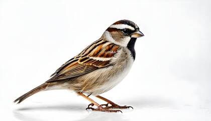 Fototapeta premium sparrow on a branch, sparrow isolated on white background