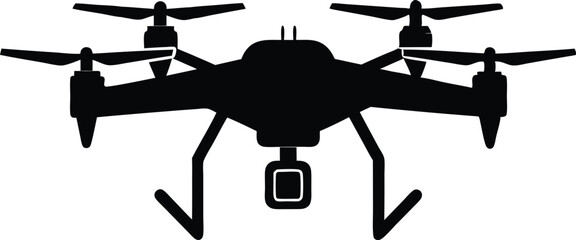Drone silhouette vector, drone camera icon silhouette vector illustration