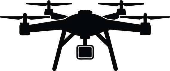 Naklejka premium Drone silhouette vector, drone camera icon silhouette vector illustration