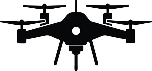 Drone silhouette vector, drone camera icon silhouette vector illustration