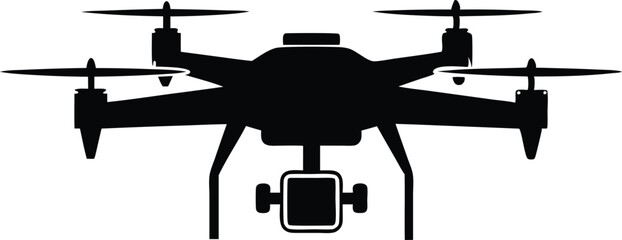 Drone silhouette vector, drone camera icon silhouette vector illustration