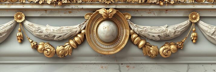Ornate Baroque Barocco Marble Ceiling Design with Intricate Non-Linear Accents Depicting Classic Elegance and Architectural Beauty