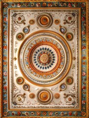 Ornate Baroque Barocco Marble Ceiling Design with Intricate Non-Linear Accents Depicting Classic Elegance and Architectural Beauty