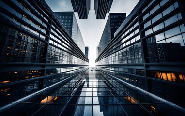 Futuristic Cityscape with Skyscrapers and Lights