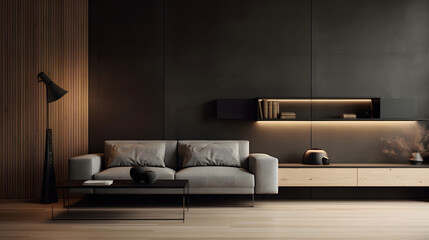 Stylish Modern Living Room with Dark Accents