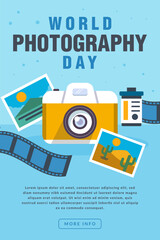 Obraz premium world photography day vertical banner illustration