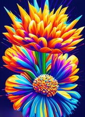 Obraz premium exploding flowers acrylic paint maximalism colors . Generater by AI . High quality image