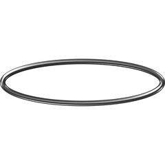 Naklejka premium A 3D rendering of a sleek, silver metallic ring with a smooth, curved surface. The ring is slightly tilted, creating a dynamic and elegant composition.