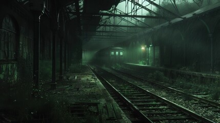 Fototapeta premium Ghostly Ambiance at the Decayed Train Depot
