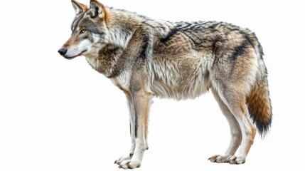 Fototapeta premium A wolf is standing on a white background